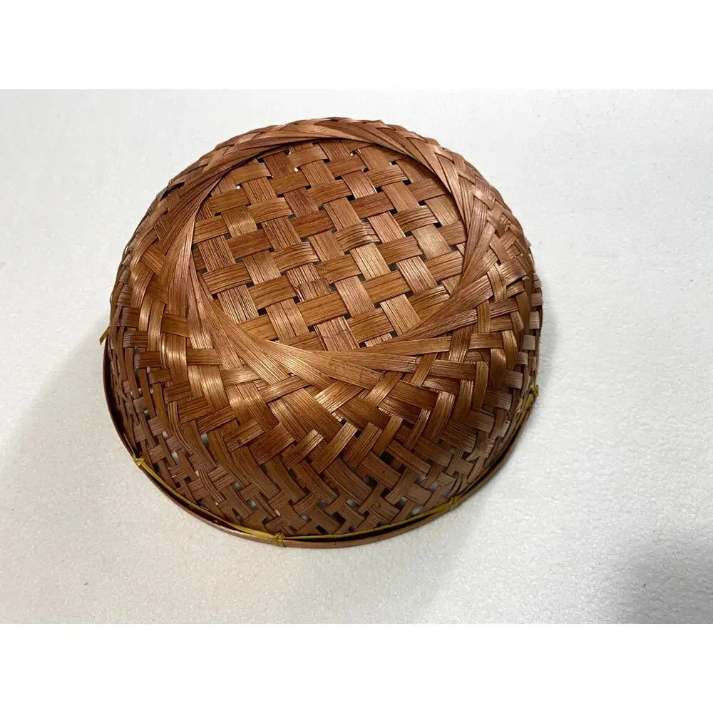 Vintage Handwoven Bamboo Basket Bowl Boho Decor 10